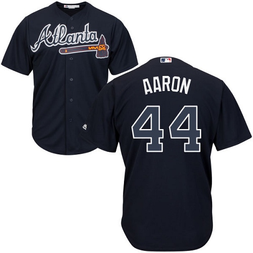 Braves #44 Hank Aaron Navy Blue Cool Base Stitched Youth MLB Jersey